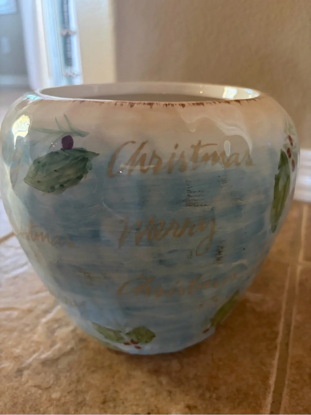 Christmas Holiday Snowman Ceramic Cookie Jar and Candy Bowl Set - LIKE NEW